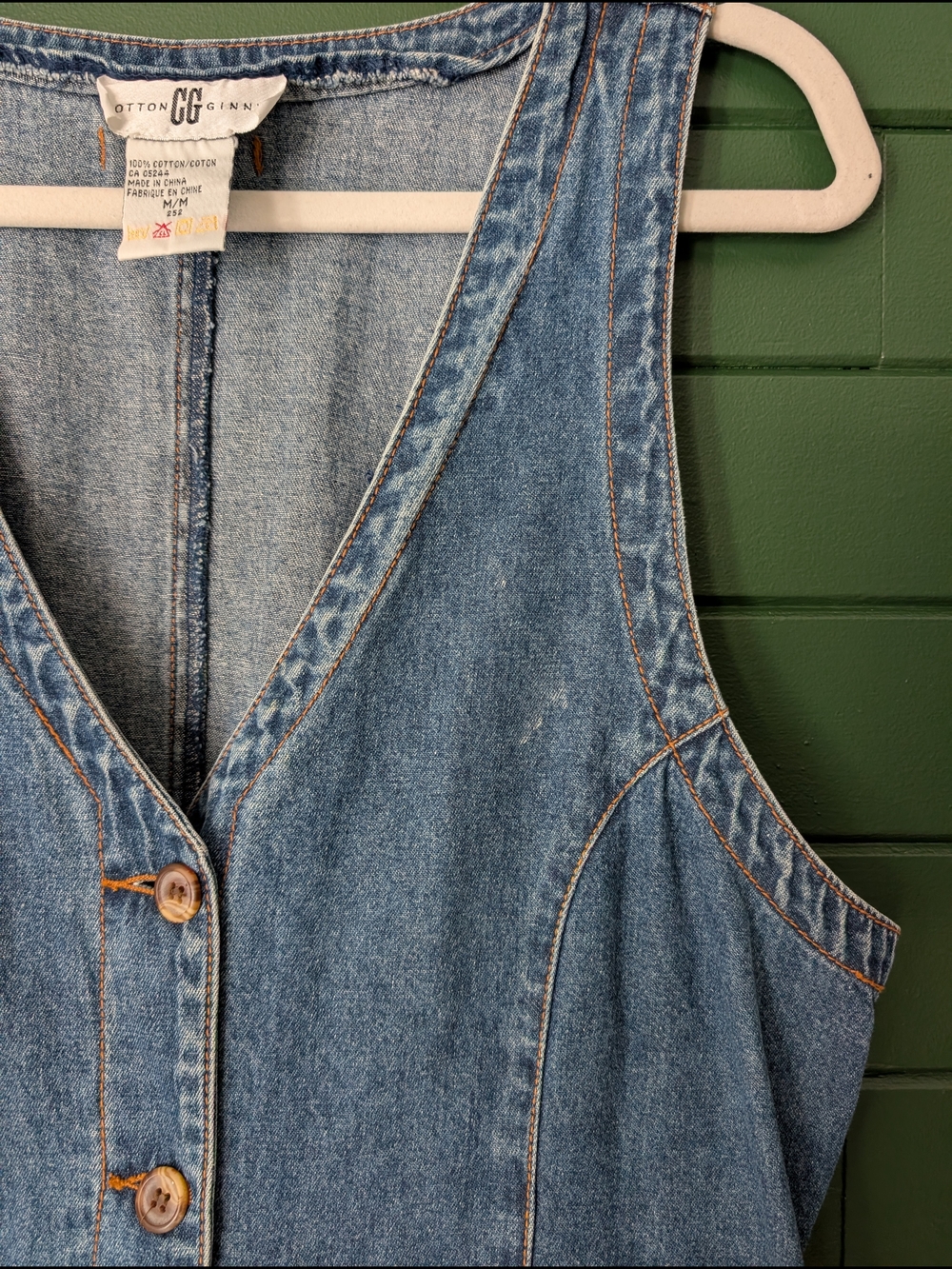 Vintage Button-Front Denim Jumper Dress - Picture 3 of 6